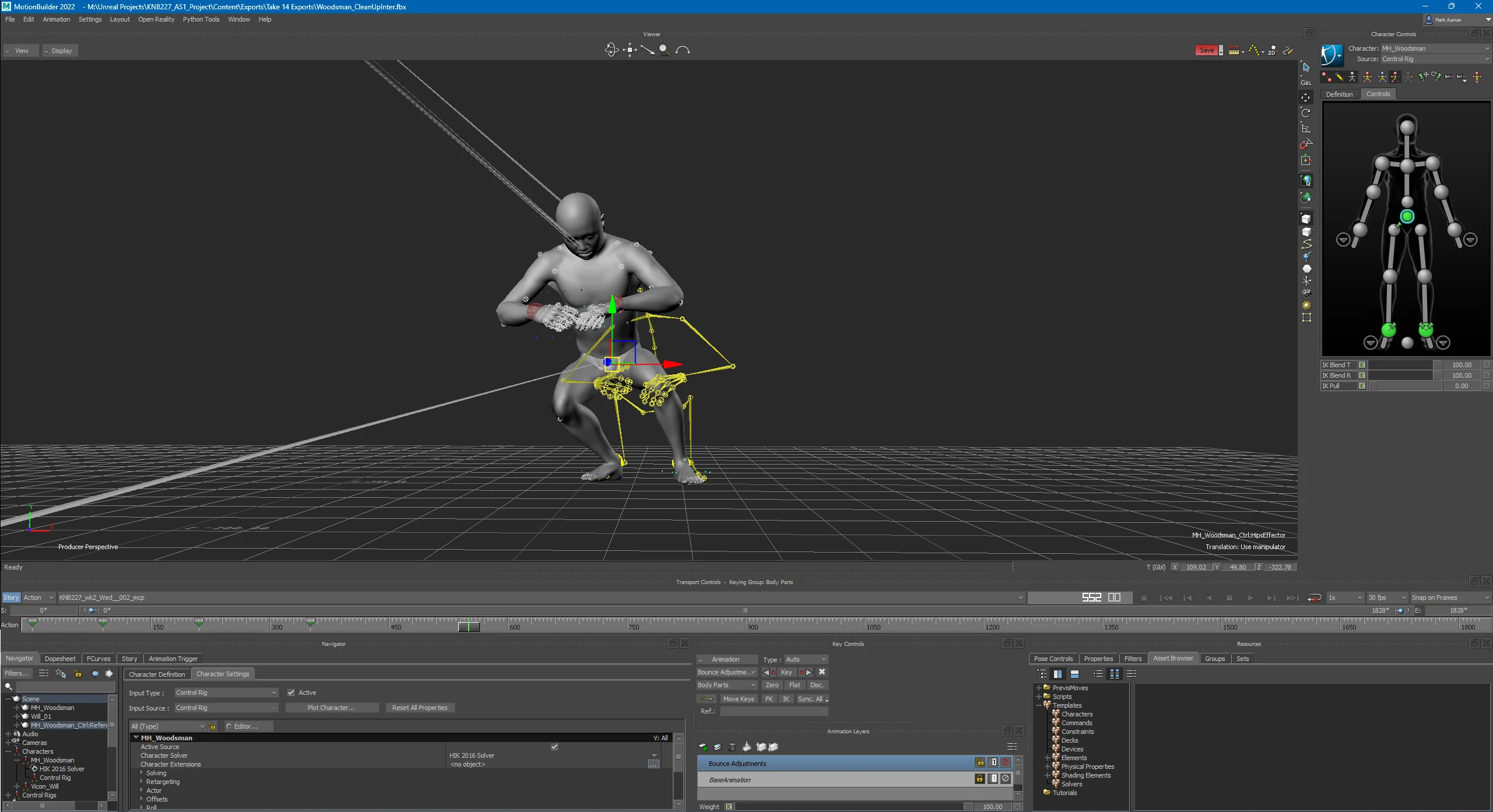 Motion capture cleanup in Motion Builder