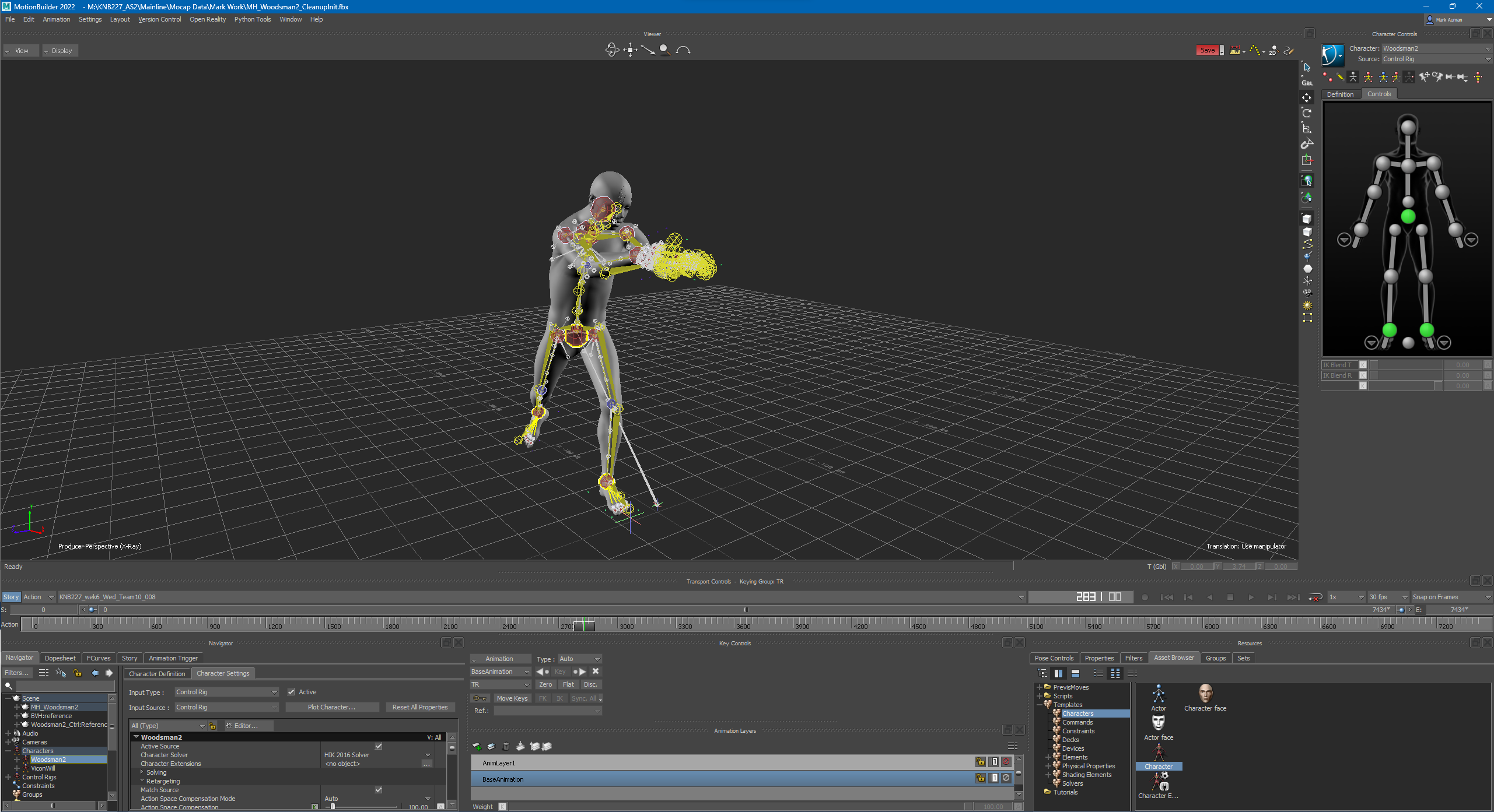Further motion capture cleanup work