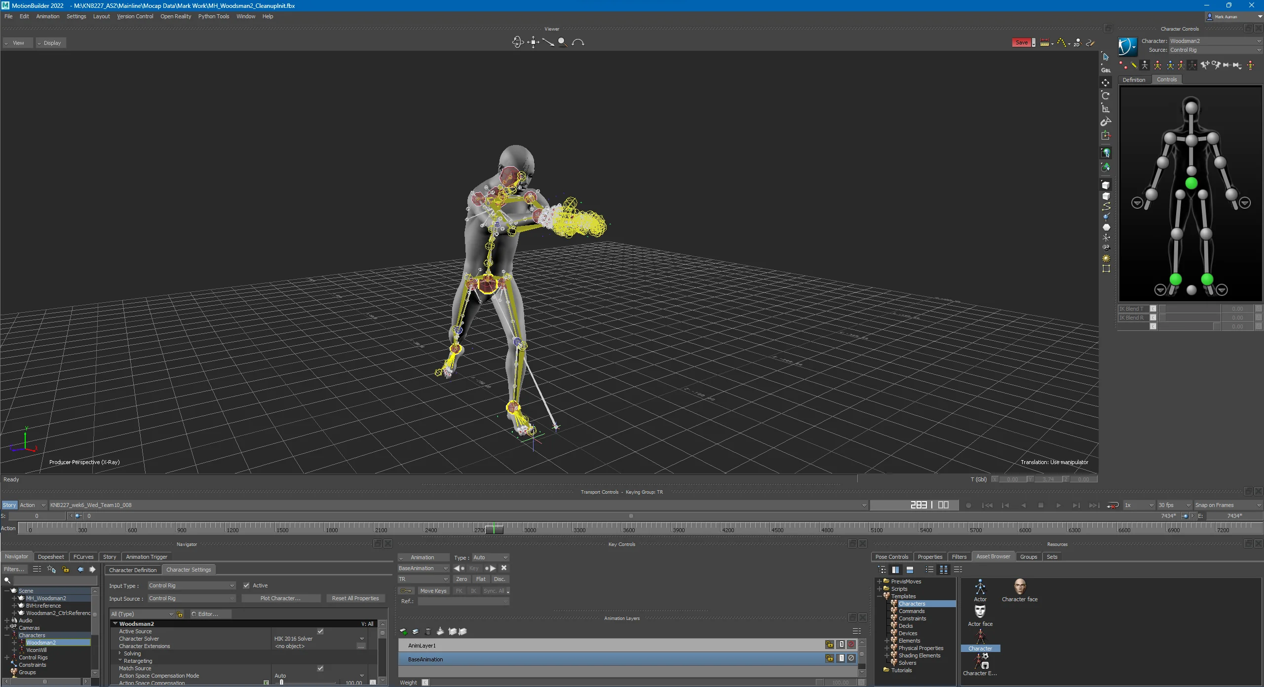 Further motion capture cleanup work
