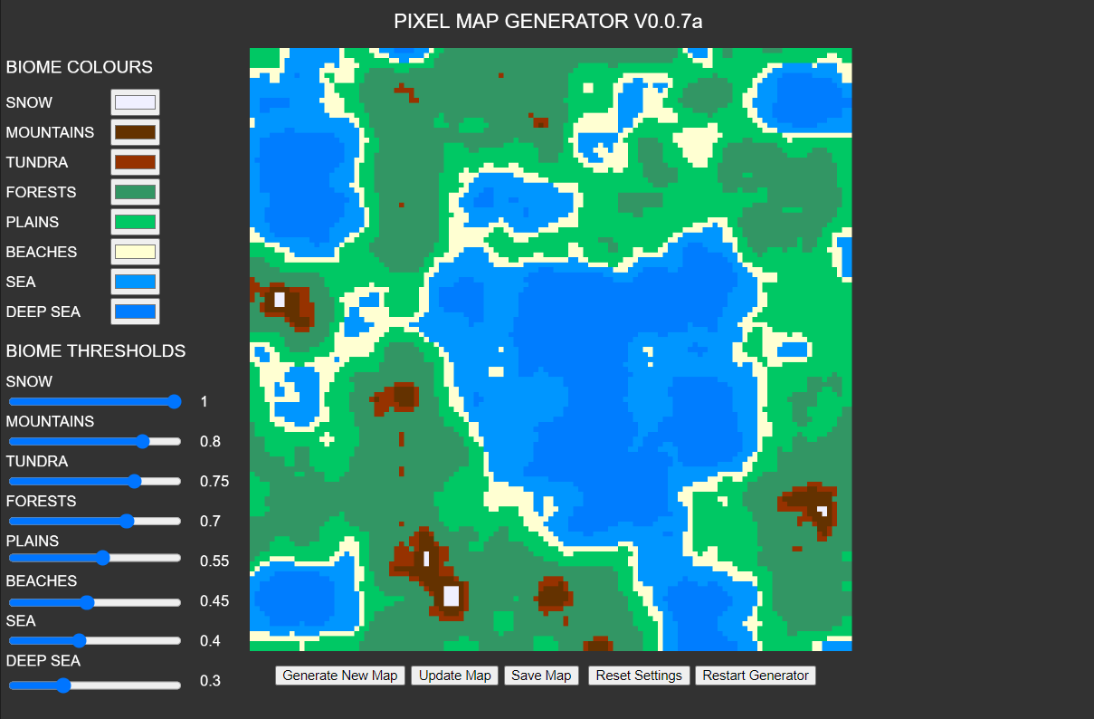 First version of the Pixel Map Generator interface