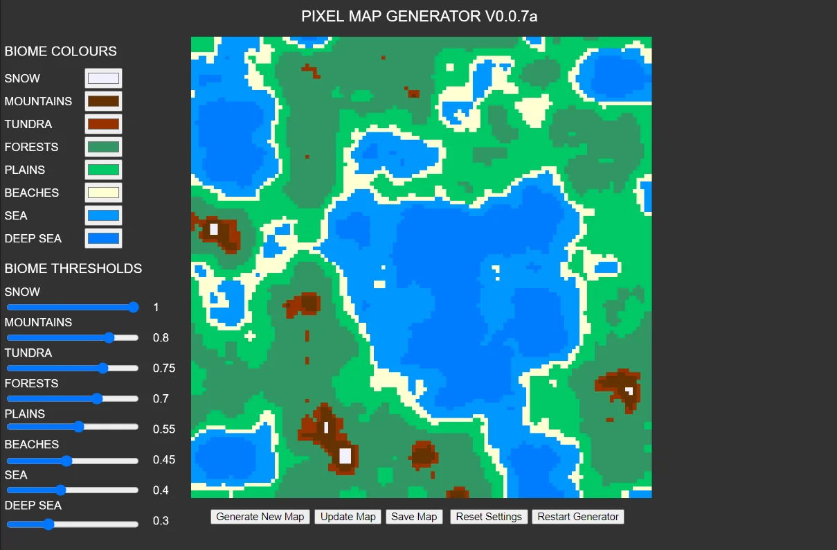First version of the Pixel Map Generator interface