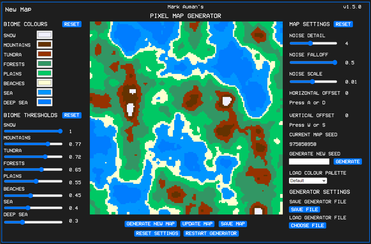 First version of the Pixel Map Generator interface