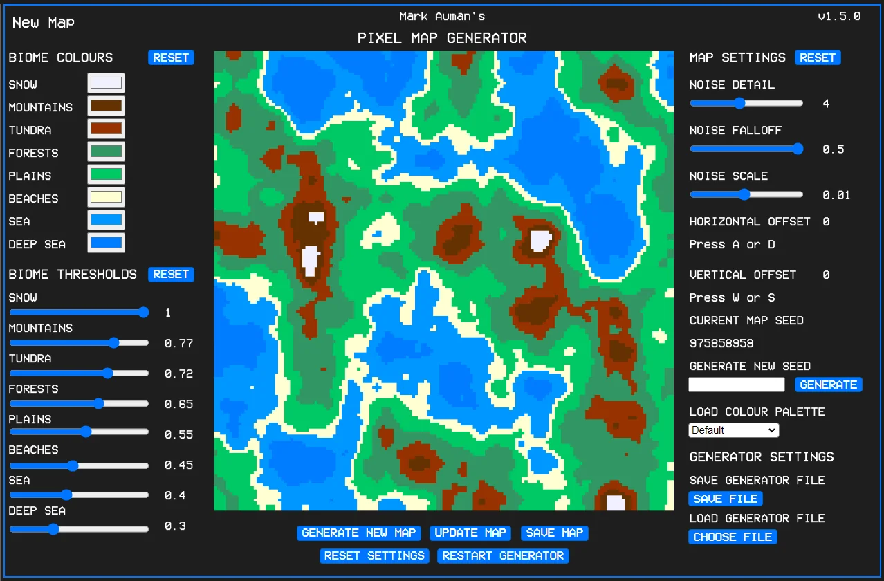 First version of the Pixel Map Generator interface